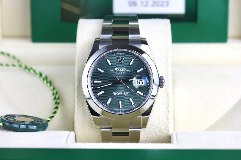 2023 Rolex 126300 Datejust 41mm Green Motif Dial with Box & Papers