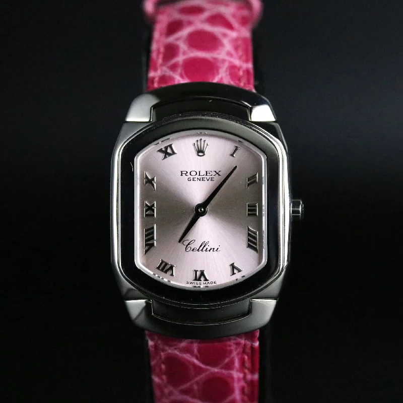 1994 Rolex 6631/9 Cellini 24mm 18K White Gold Pink Roman Dial with Papers