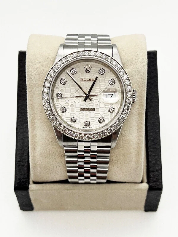 Rolex 16234 Datejust Silver Diamond Jubilee Dial Diamond Bezel Steel 2001