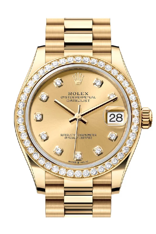 Rolex Datejust 31 Champagne Diamond Dial Diamond Bezel Yellow Gold Ladies Watch 278288RBR 278288RBR-0005