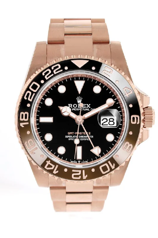 Rolex GMT Master II Black Dial 18kt Everose Gold Oyster Bracelet Men's Watch 126715CHNR 126715