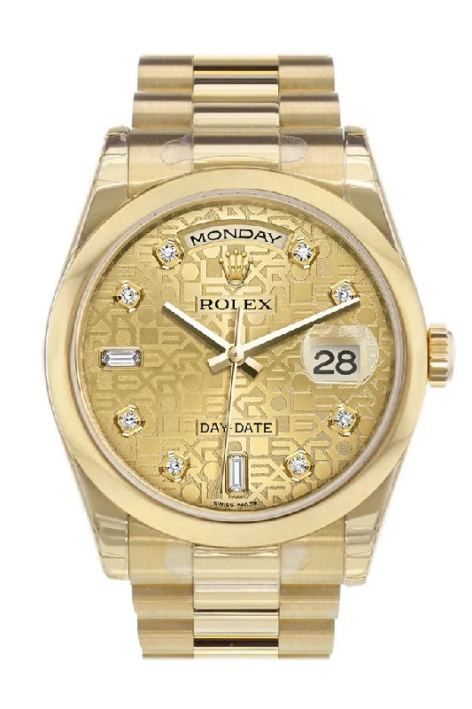 Rolex Day-Date 36 Champagne Jubilee Diamonds Dial President Yellow Gold Watch 118208