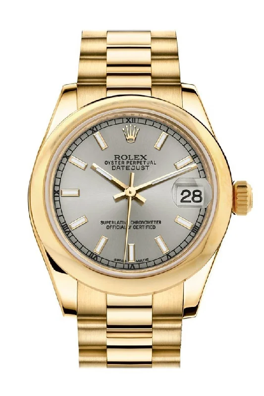 Rolex Datejust 31 Silver Dial 18K Yellow Gold President Ladies Watch 178248