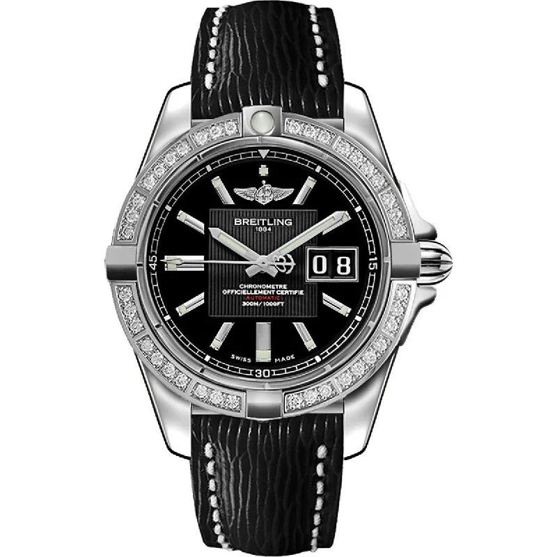 Breitling Men's A49350LA-BA07-218X Galactic 41 Black Leather Watch