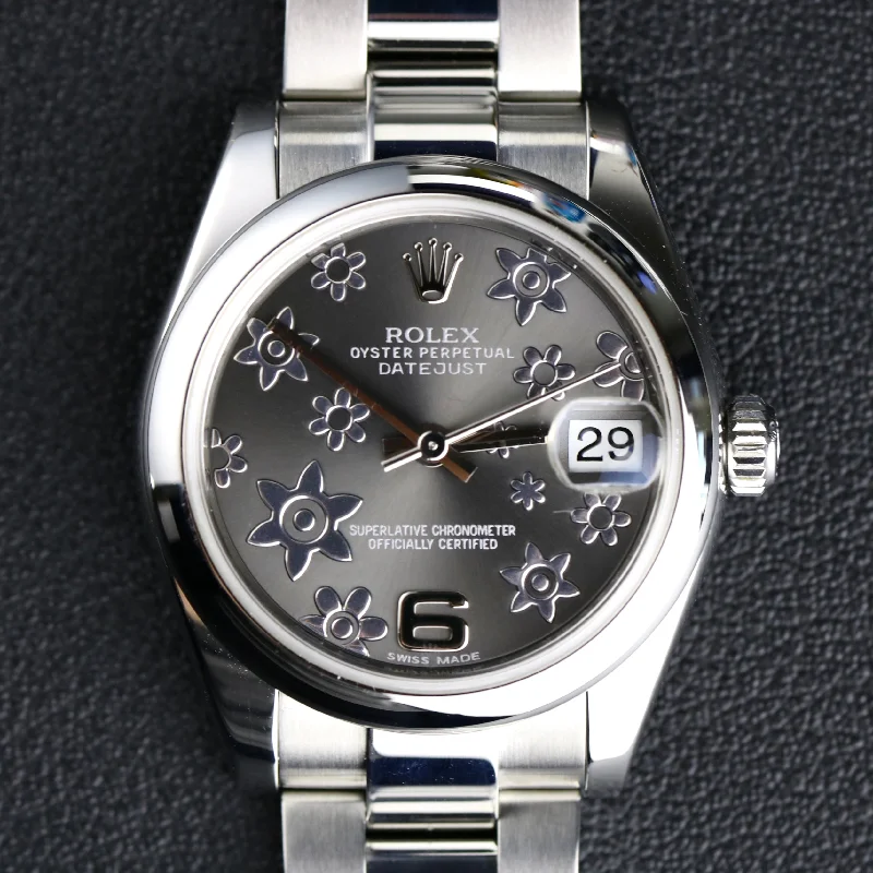 2009 Rolex 178240 31mm Stainless Steel Datejust Grey Floral Dial