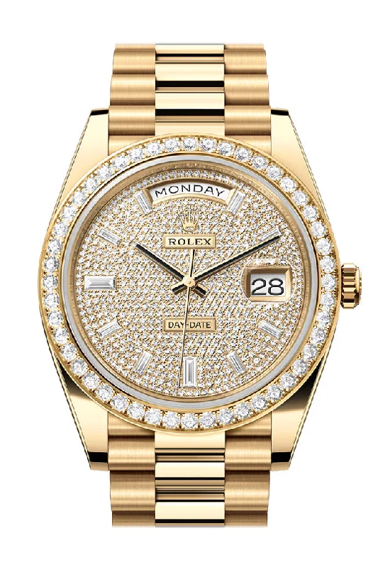 Rolex Day-Date 40 Diamond-Paved Dial Yellow Gold President Men's Watch 228348RBR 228348