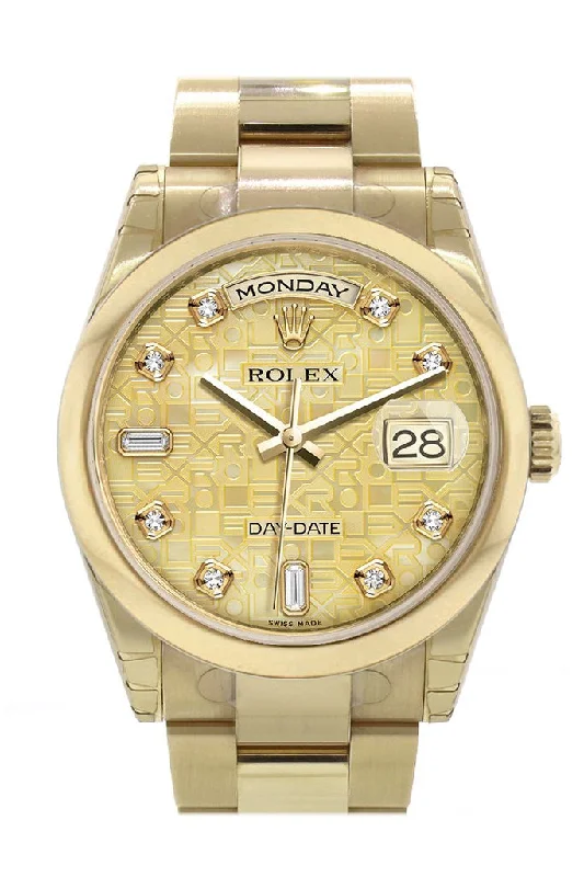 Rolex Day-Date 36 Champagne mother of pearl Jubilee Diamonds Dial Yellow Gold Watch 118208