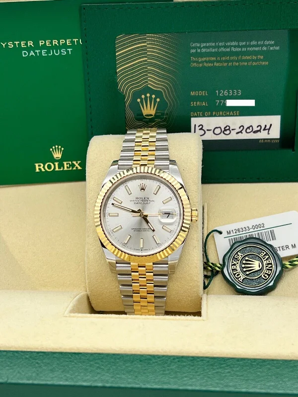 2024 Rolex Datejust 41 Silver Dial 126333 18K Yellow Gold Steel Box Paper