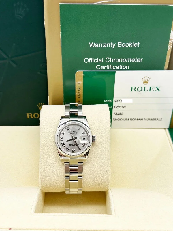 Rolex Ladies Datejust 179160 Silver Roman Dial Stainless Steel Box Paper 2014