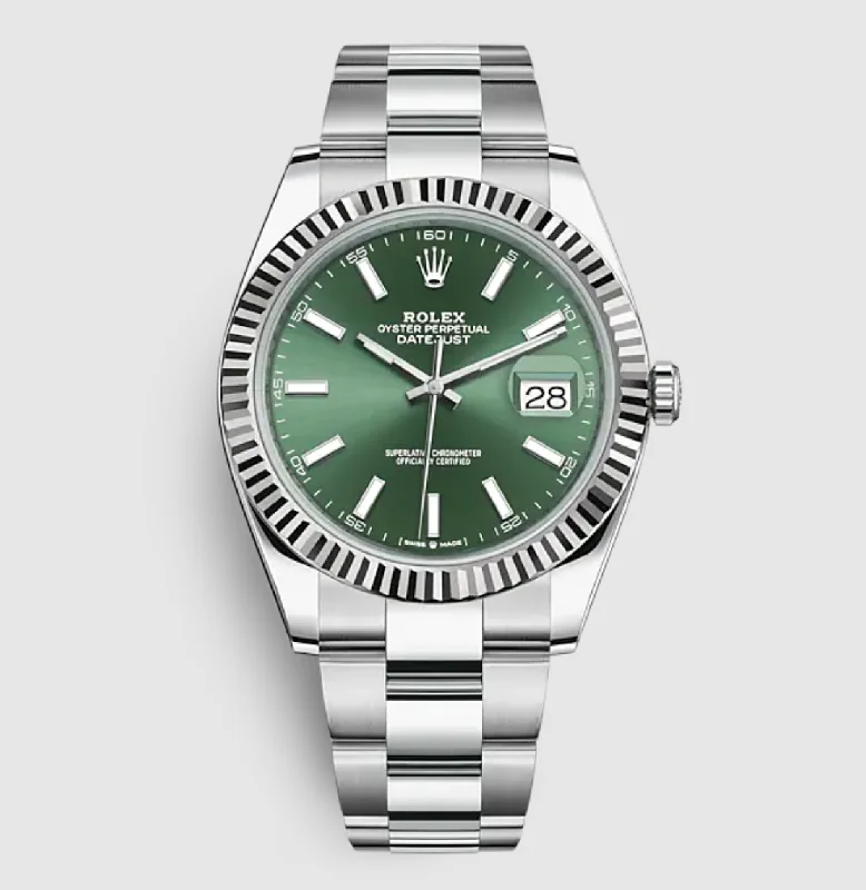 Replica Clone Date Just Rolex Silver with Green Dial new Model 2022