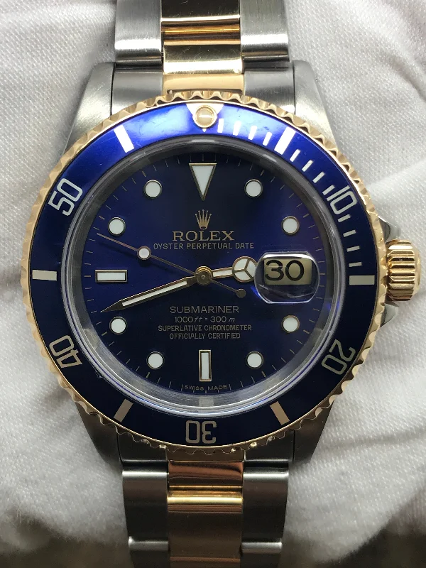 Rolex Submariner Date 16613 Custom Blue Dial Automatic Men's Watch