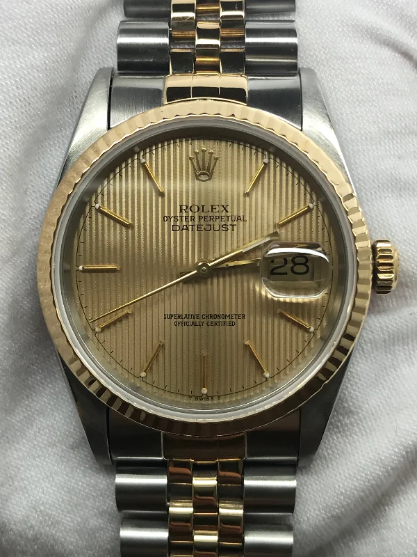 Rolex Datejust 36mm 16233 Champagne Linen Dial Automatic Watch