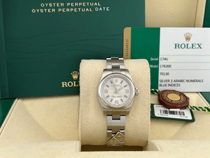 Rolex Ladies Oyster Perpetual 176200 Dominos Stainless Steel Box Papers