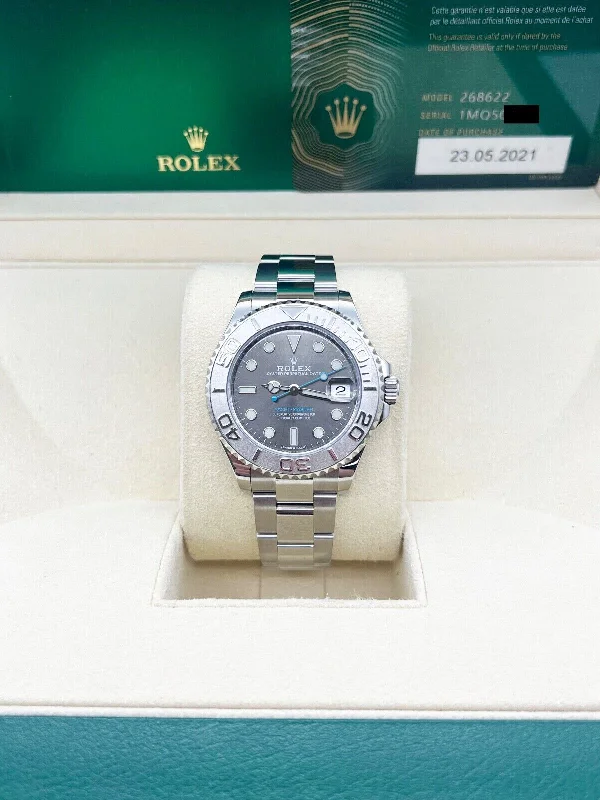 Rolex Yacht Master 37 268622 Rhodium Dial Platinum Bezel Steel Box Papers 2021