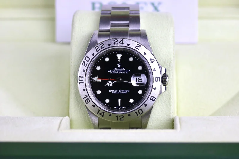 2004 ROLEX 16570 Explorer II 40mm Black Dial No Holes Case with Box & Papers