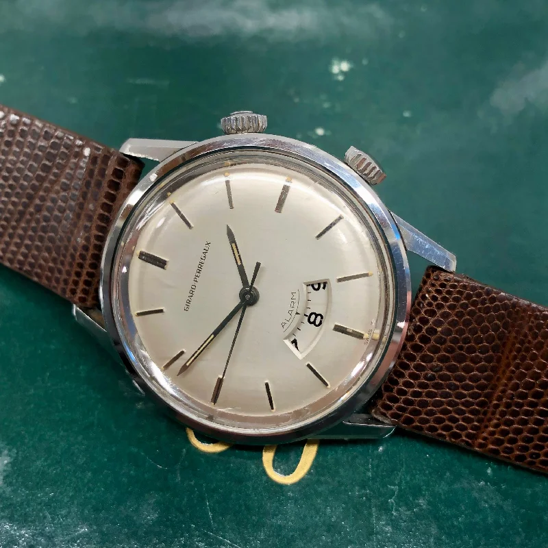 1960s Girard Perregaux Alarm 7742Y Stainless Steel Wristwatch