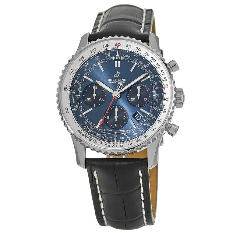 Breitling Men's AB012121-CA04-743P Navitimer 1 B01 Chronograph Black Leather Watch