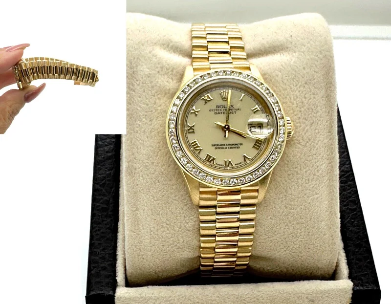 Rolex Ladies President Datejust 79178 Cream Dial Diamond Bezel 18K Yellow Gold