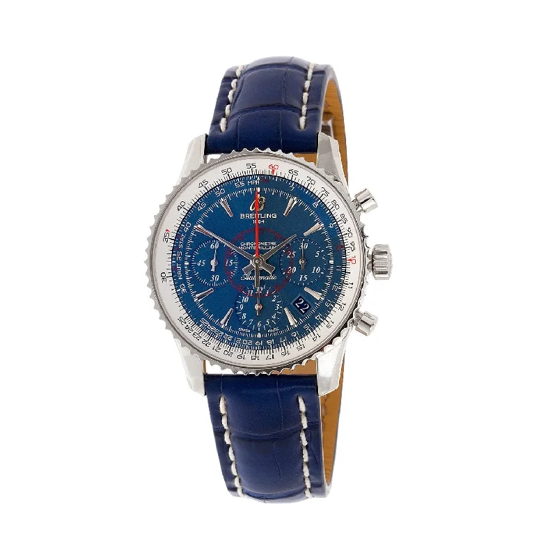 Breitling Men's AB0130C5-C894-719P Montbrillant 01 Chronograph Blue Leather Watch