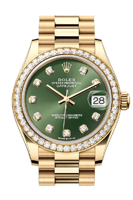 Rolex Datejust 31 Green Diamond Dial Diamond Bezel Yellow Gold Ladies Watch 278288RBR 278288RBR-0007