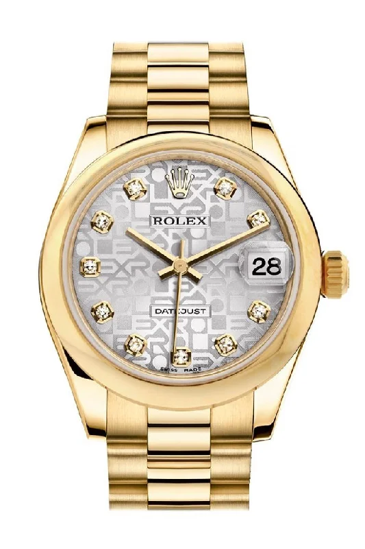 Rolex Datejust 31 Silver Jubilee Diamond Dial 18K Yellow Gold President Ladies Watch 178248