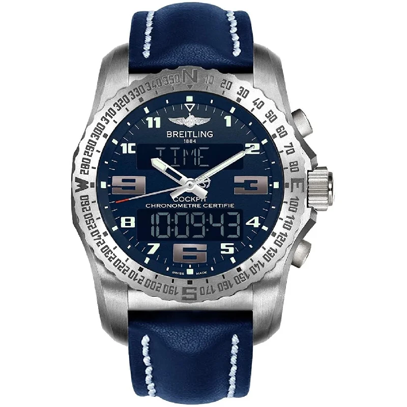 Breitling Men's EB501019-C904-101X Cockpit  Blue Leather Watch