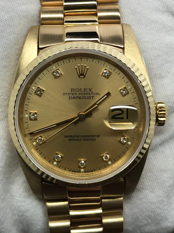 Rolex Datejust 16018 Custom Champagne Diamond Dial Automatic Watch