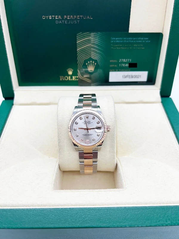 2021 Rolex Midsize 278271 Datejust Diamond 18K Rose Gold Steel Box Paper 31mm