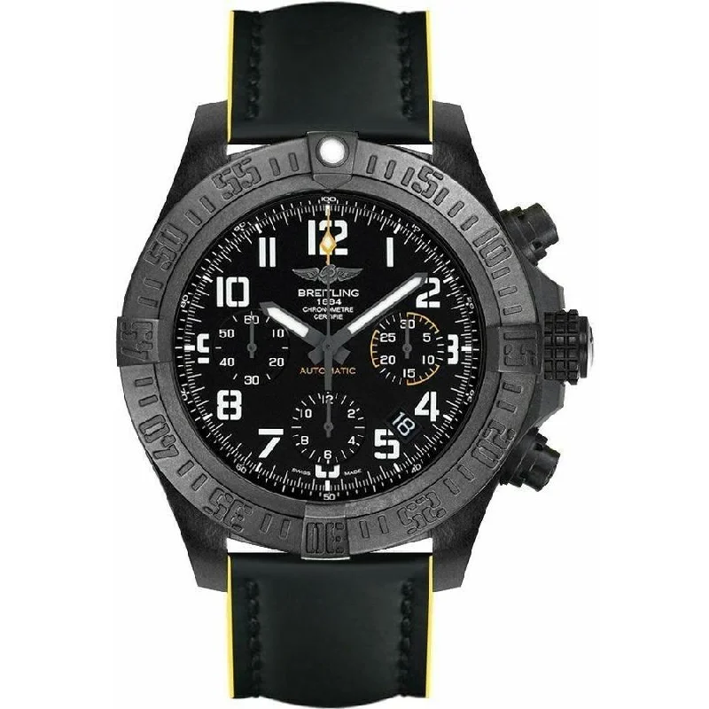 Breitling Men's XB0180E4-BF31-229X Avenger Hurricane Chronograph Black Leather Watch