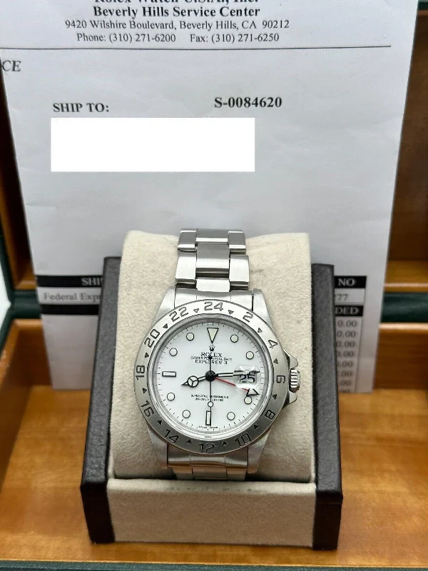 Rolex 16570 Explorer II White Dial Stainless Steel Box Service Paper