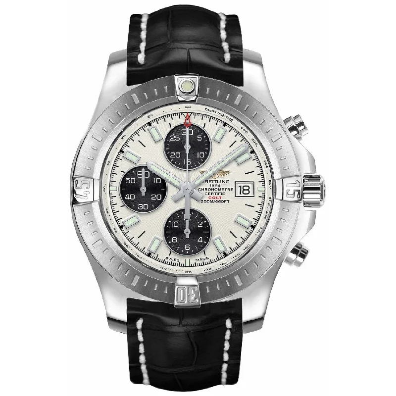 Breitling Men's A1338811-G804-744P Colt Chronograph Black Leather Watch