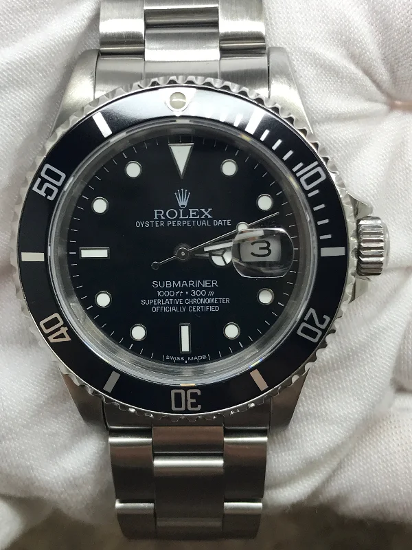 Rolex Submariner Date 16610 Custom Black Dial Automatic Men's Watch