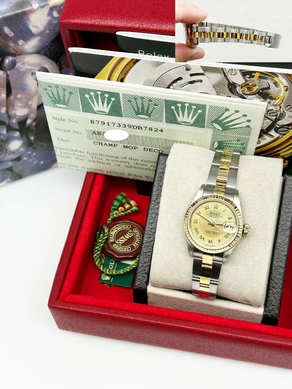 Rolex Ladies Datejust 79173 MOP Roman Dial 18K Yellow Gold Box Paper 2002