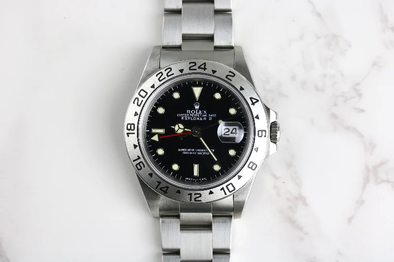 1995 Rolex 16570 Explorer II Black Dial Cream Patina