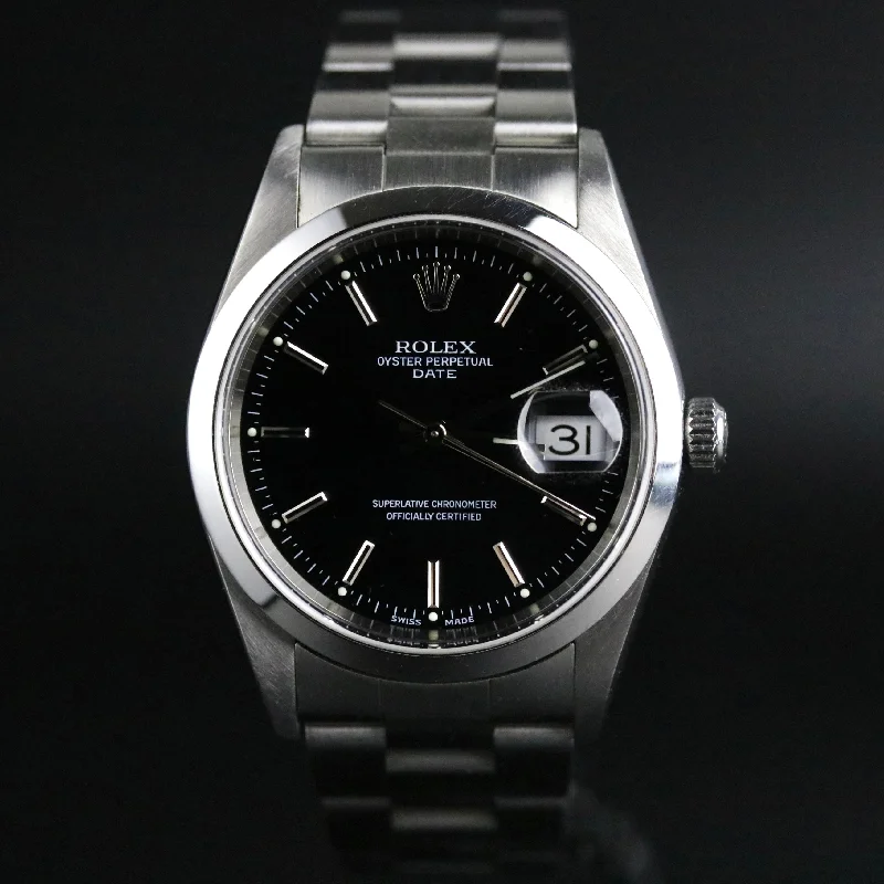 2002 Rolex 15200 Date Model 34mm Black Dial