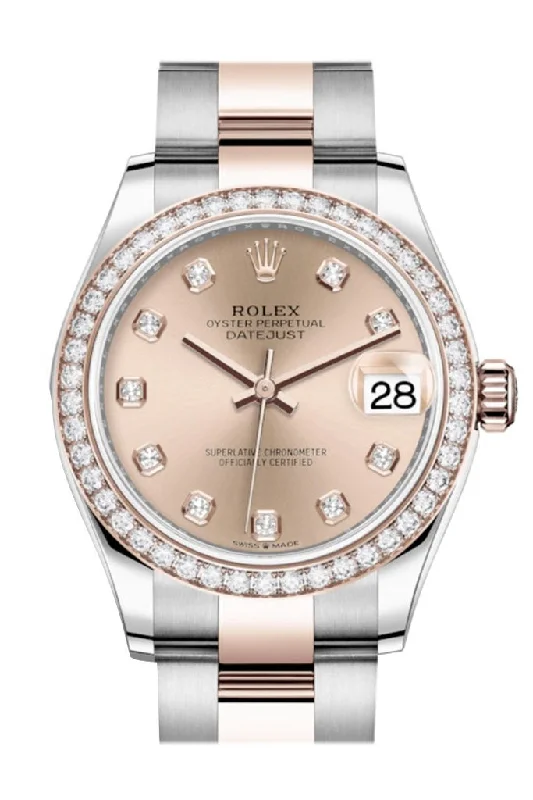 Rolex Datejust 31 RosŽ Diamonds Dial Diamond Bezel Rose Gold Two Tone Watch 278381RBR 278381