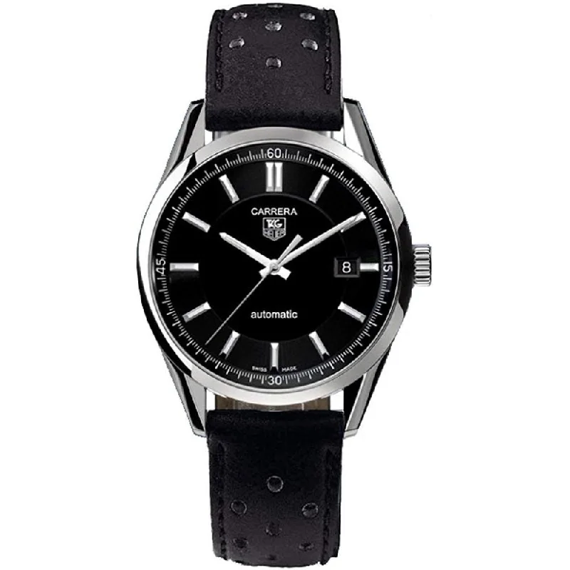 Tag Heuer Men's WV211B.FC6182 Carrera Black Leather Watch