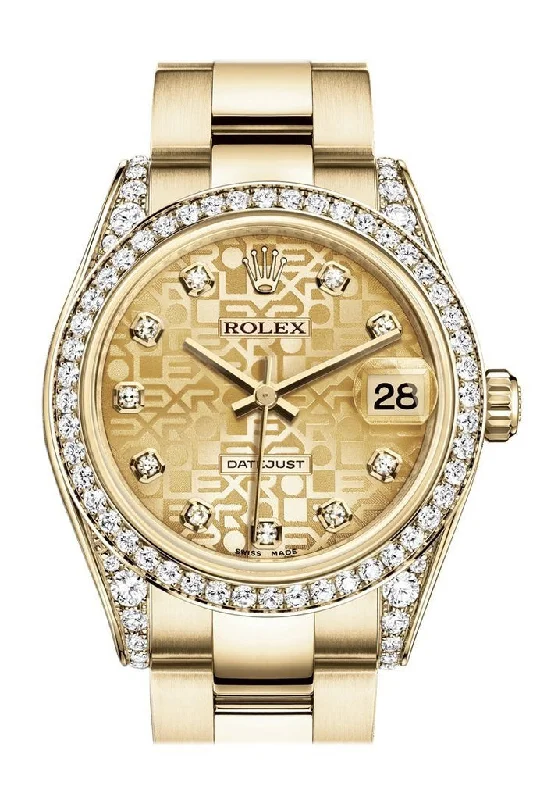 Rolex Datejust 31 Champagne Jubilee Diamond Dial Diamond Bezel Lug 18K Yellow Gold Ladies Watch 178158