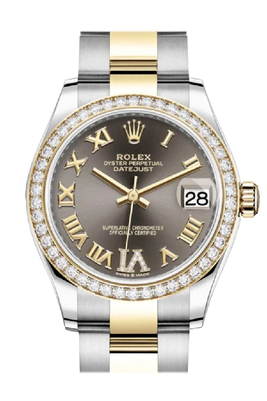 Rolex Datejust 31 Dark Grey VI Diamond Bezel Yellow Gold Two Tone Watch 278383RBR 278383