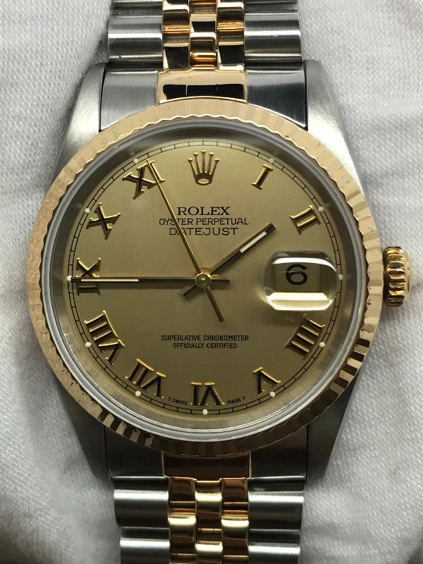 Rolex Datejust 36mm 16233 Champagne Roman Dial Automatic Watch