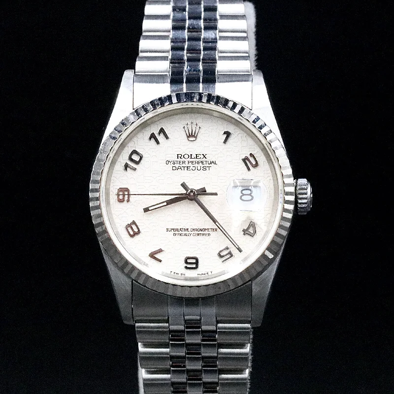 1994 Rolex 16234 Datejust 36mm White Computer Dial No Holes Case