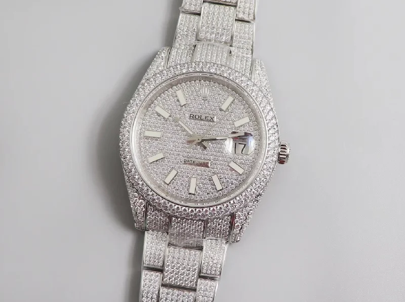 Full DIamonds Replica moissanite rolex datejust