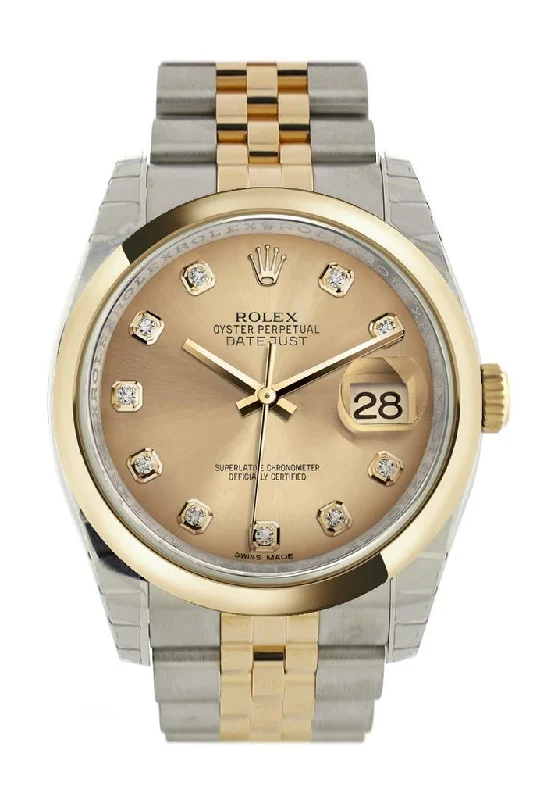 Rolex Datejust 36 Champagne-colour Diamond Dial 18k Gold Two Tone Jubilee Watch 116203