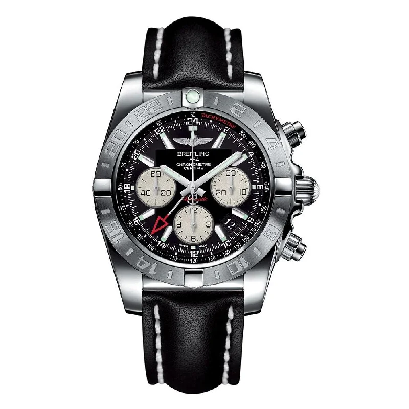 Breitling Men's AB042011-BB56-435X Chronomat 44 GMT Chronograph Black Leather Watch