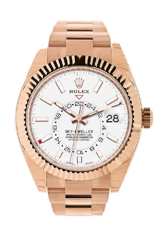 Rolex Sky Dweller White Dial 18kt Everose Gold Men's Watch 326935