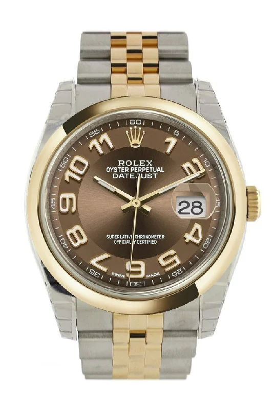 Rolex Datejust 36 Bronze Arab Dial 18k Gold Two Tone Jubilee Watch 116203