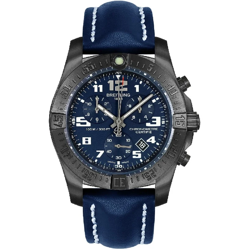 Breitling Men's V7333010-C939-105X Chronospace Evo Night Mission Chronograph Blue Leather Watch