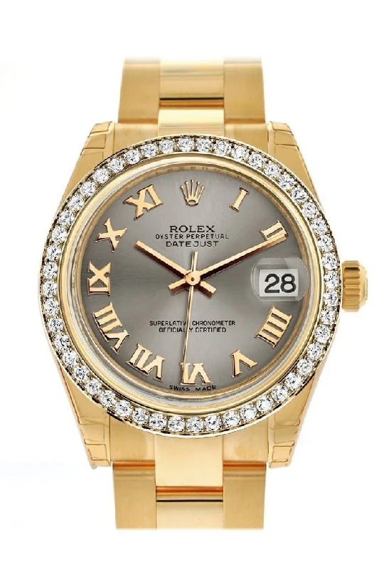 Rolex Datejust 31 Steel Roman Dial Diamond Bezel 18K Yellow Gold Ladies Watch 178288