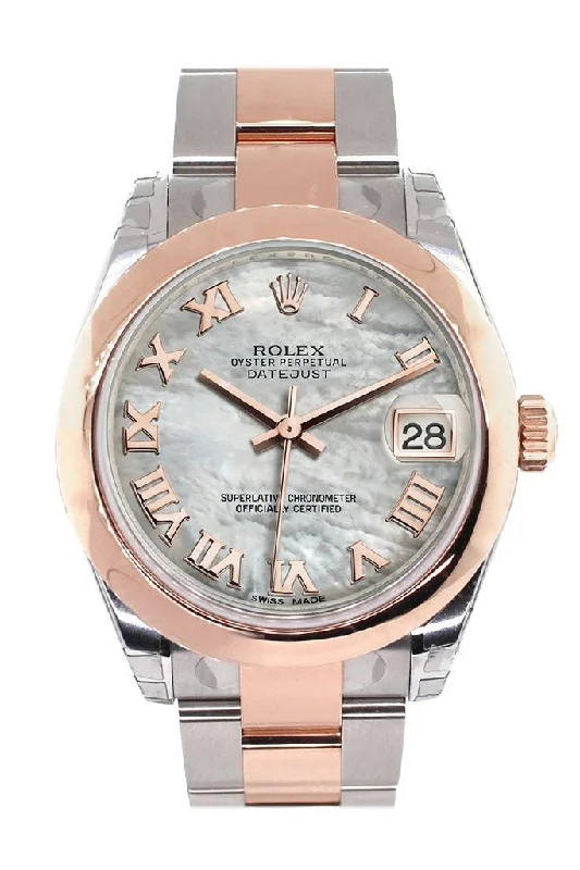 Rolex Datejust 31 White Mother of Pearl Roman Dial 18K Rose Gold Two Tone Ladies Watch 178241