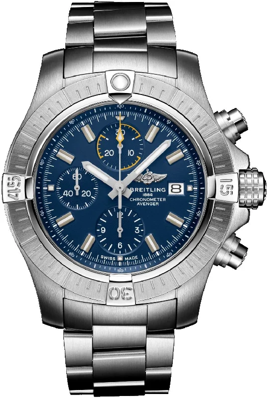 Breitling Avenger Automatic Chronograph Stainless Steel Blue Dial Date Divers Mens Watch A13317101C1A1